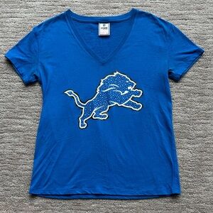 PINK Victoria's Secret Blue Detroit Lion’s Short Sleeve Tee